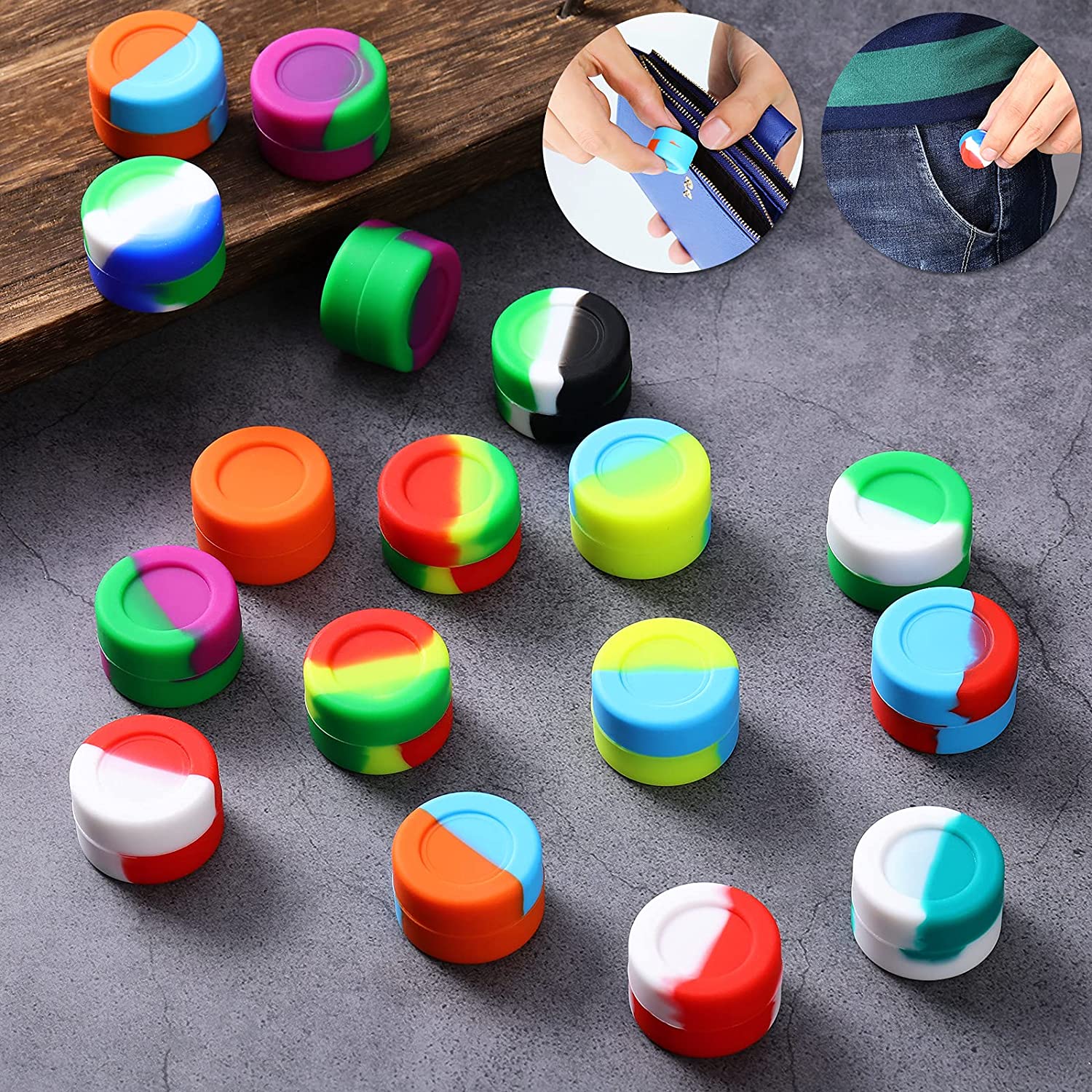 6 Pieces 3ml Silicone Wax Dab Containers