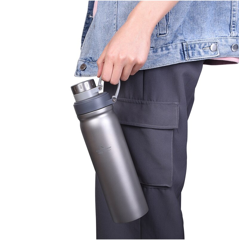 Boundless Voyage Titanium Bottle with Leak Proof Lid Outdoor Camping Hiking Sports Water Bottle Soup Tea Drinkware 1000ml