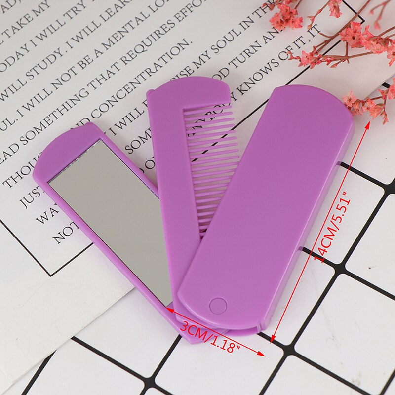 Brosse à cheveux pliable Portable avec miroir, sac à main Compact, peigne de voyage
