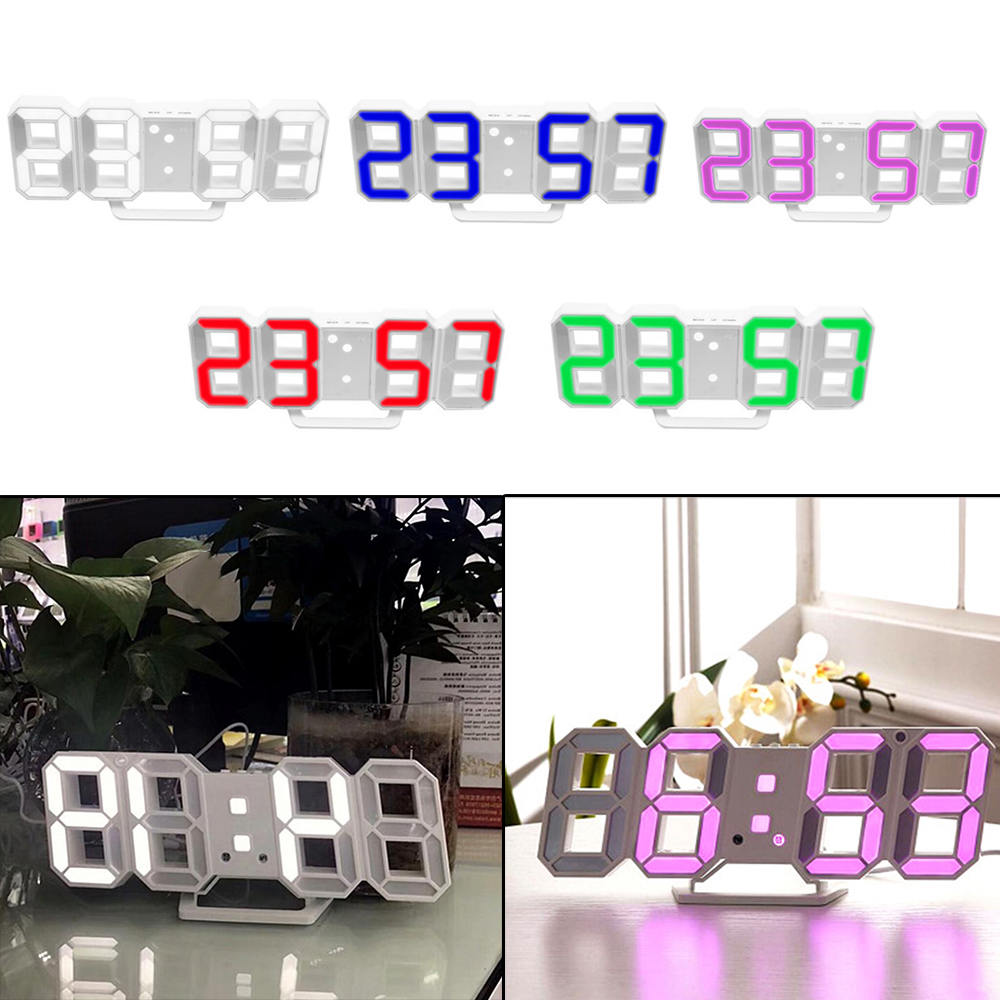 LED Electronic Clock Usb Plug-In Hanging Wall Stereo Clock Bedroom Desk Alarm Clocks Home Living Room Decoration