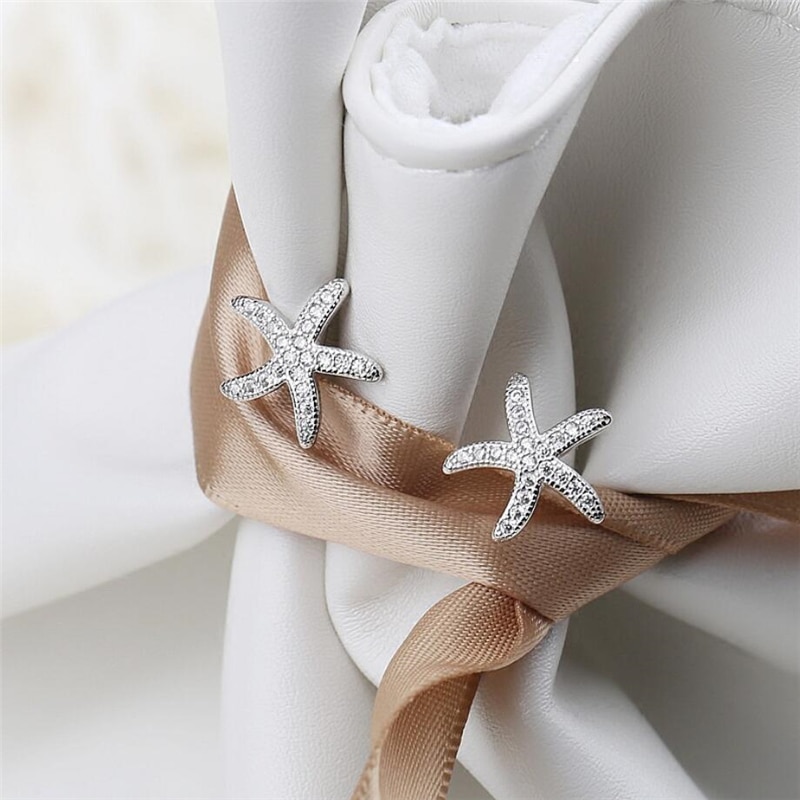 Sole Memory Exquisite Starfish Cute Mini Sweet Fresh Literature 925 Sterling Silver Female Stud Earrings SEA523