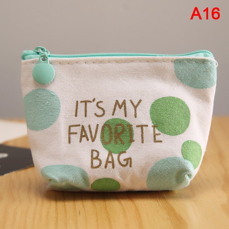 Cute Pink Canvas Coin Purse Coin Change Storage Bag Coin Bag: A16