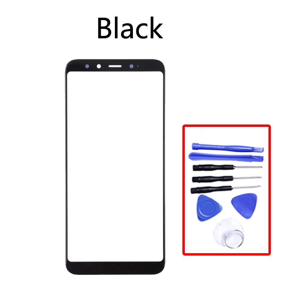 Panel táctil frontal para Xiaomi Mi 6X Mi6X Mi A2 MiA2, pantalla LCD, cubierta de vidrio, reparación de lentes, piezas de repuesto: Black-With tool