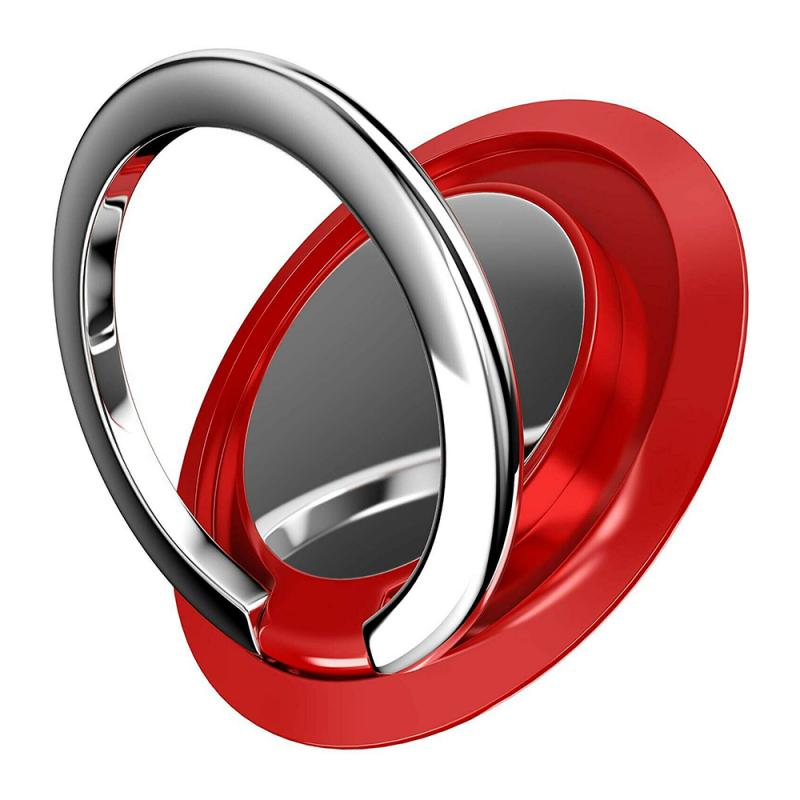 1 stk universal 360 finger ring mobiltelefon holder stativ magnetisk bil metal greb bil beslag stativ tilbehør finger ring holder: Rød