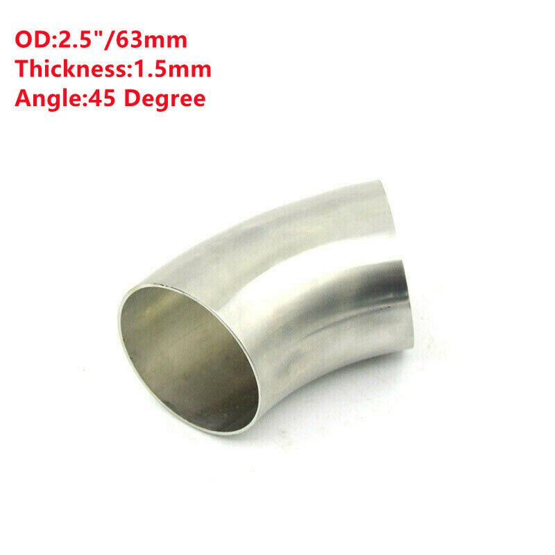 2.5 ''Inch Rvs 45 ° Graden 63Mm Gelast Uitlaat Bocht Buis Auto Elleboog Pijp: Default Title