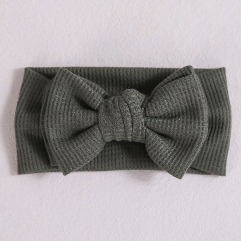Big Bows Baby Girl Headband Waffle Knit Turban For Children Headbands Kids Hair Accessories Ear Warmer Double Layer Bandana: 9