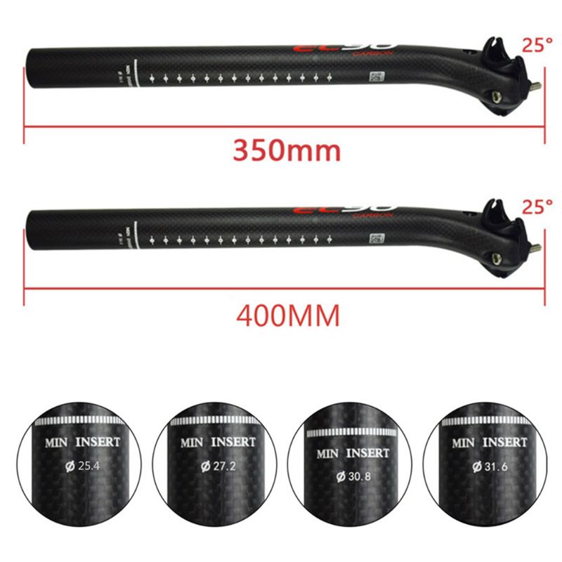 in Fibra di carbonio MTB Della Bici Della Strada Reggisella Leggero Reggisella Tubo 25.4/27.2/30.8/31.6x350/400mm