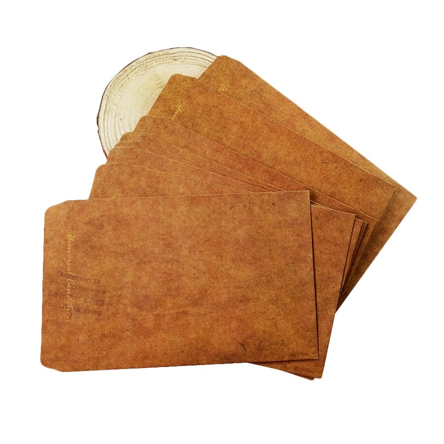 100 Pcs/lot Retro Style Brown Kraft Paper Envelope Postcard Invitation Letter Card Paper Bag Vintage Air Mail Envelope