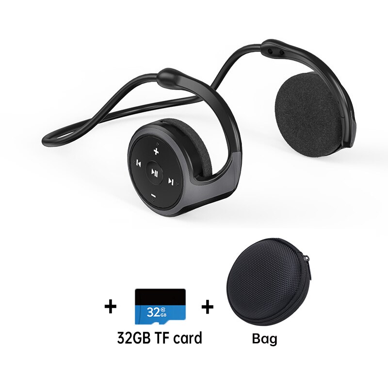A23 Bluetooth headphones MP3 Player FM Radio 10H Bluetooth earphone comfortable bluetooth headset wireless headphones with mic: B 32GB card and  Box