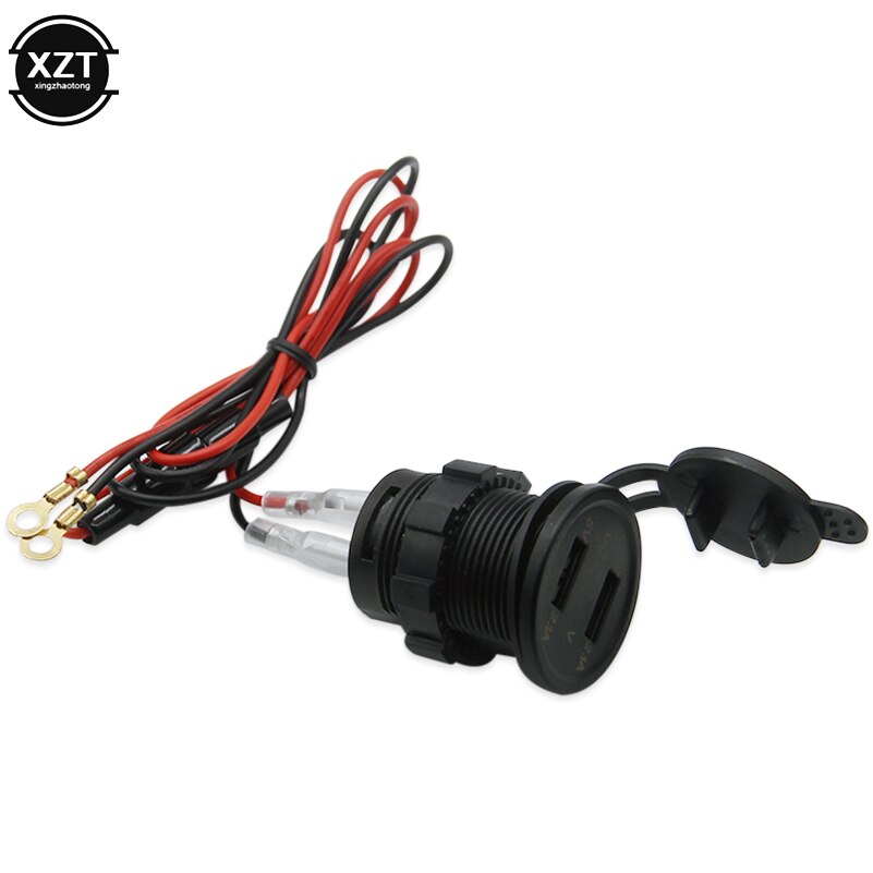Motorcycle Car Charger - Dual USB LED Voltmeter - 3 Colors - 5.4cm