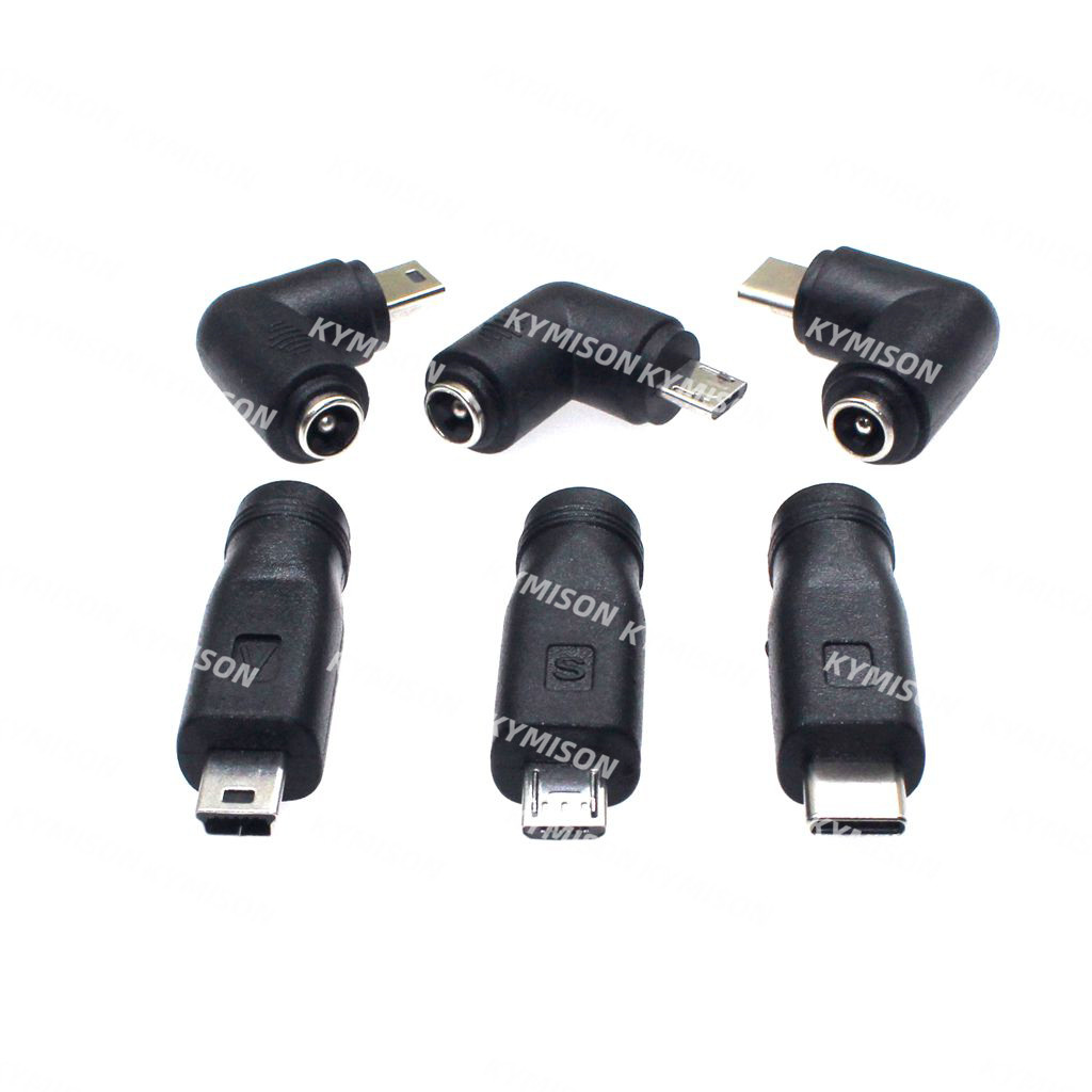 5V DC 5.5 * 2.1 mm Gniazdo zasilania USB typu C USB-C typu c 5.5mm * 2.1mm mini USB prawy i mikro USB Złącze zasilania DC adapter 1szt.