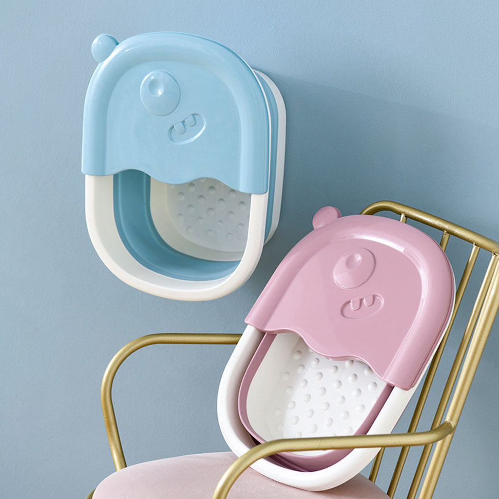 PP Folding Foot Basin Feet Barrel with Pebble Massage Washing Spa Sauna Tubfoot Care for Camping Travel Home