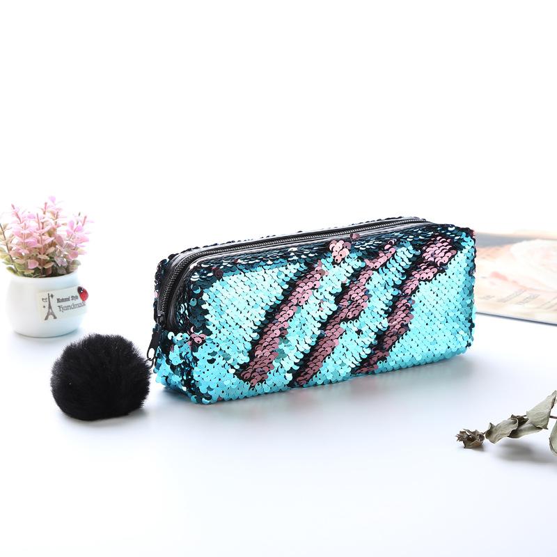 Estuche de lápices de lentejuelas Reversible para niñas y niños, material escolar súper grande, papelería escolar, , caja de lápices estuche: Bluepink