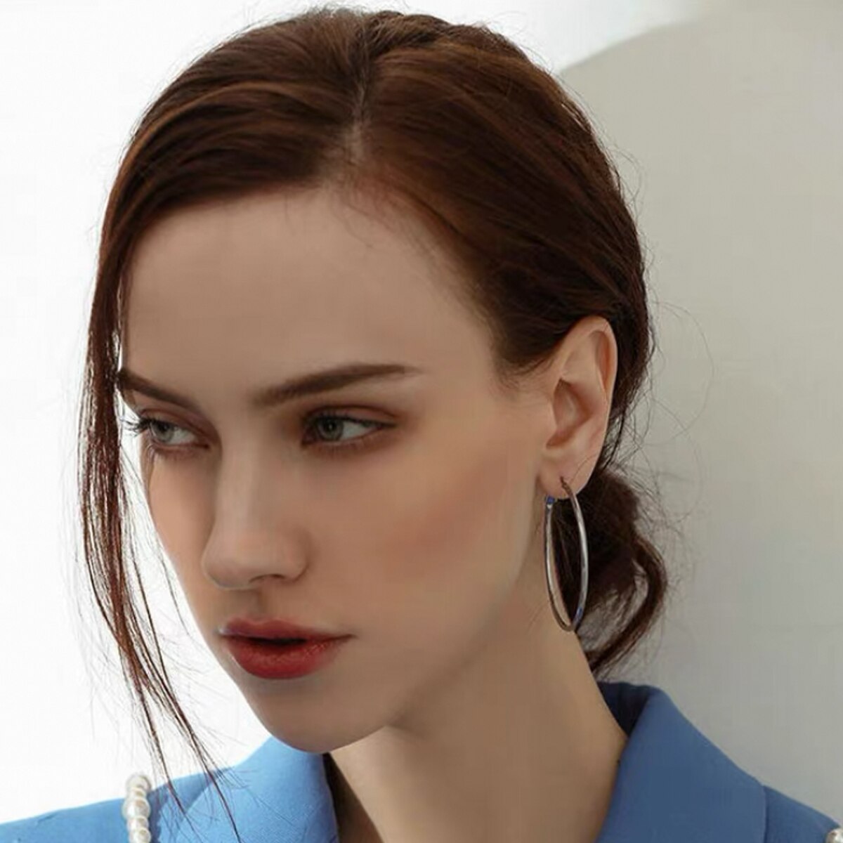 90mm Stainless Steel Large Hoop Earrings Exaggerate Circle Creole Smooth Gold Round Loop Earring for Women Ear Ring Brincos