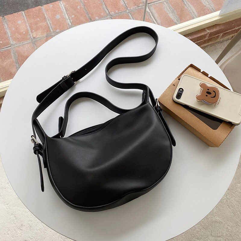 Frauen Schulter Crossbody Handtaschen Geldbörsen Weibliche Casual Vielseitige Sattel Taschen Soild Farbe Reisetaschen Für Damen Einfache Zipper: black
