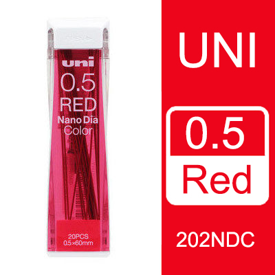 Japan uni nano dia farve 0.5-202 ndc farvet mekanisk blyant fører genopfyldning 0.5mm skriveartikler 202 ndc: Rød