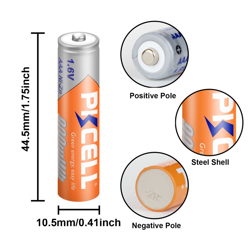 12Pcs PKCELL AAA NI-ZN Rechargeable Batteries aaa 900mWh 1.6V ni-zn Battery For Digital Camera RC Car Flash Electric Toys
