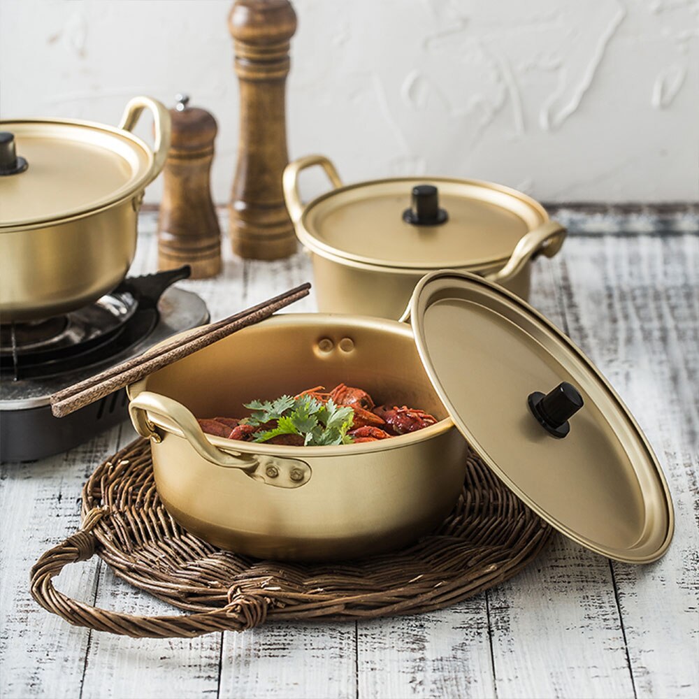 Koreaanse Ramen Noodles Pot Aluminium Soeppan Met Deksel Noedels Melk Ei Soep Kookpot Snelle Verwarming Voor Keuken Kookgerei