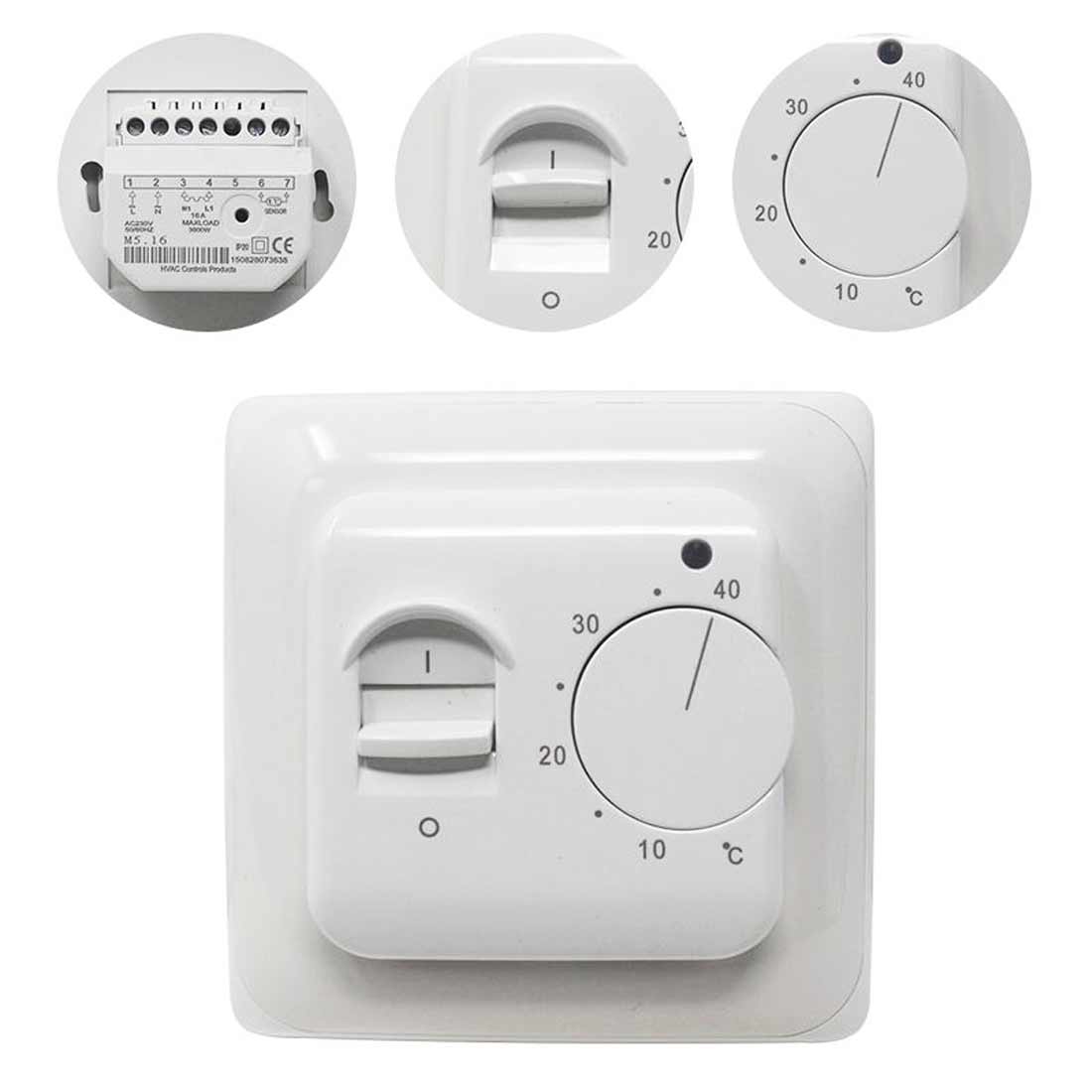 Universal Mechanical Water Electric Floor Heating Manual Room Thermostat Warm Floor Cable Temperature Controller 220V 16A 3A