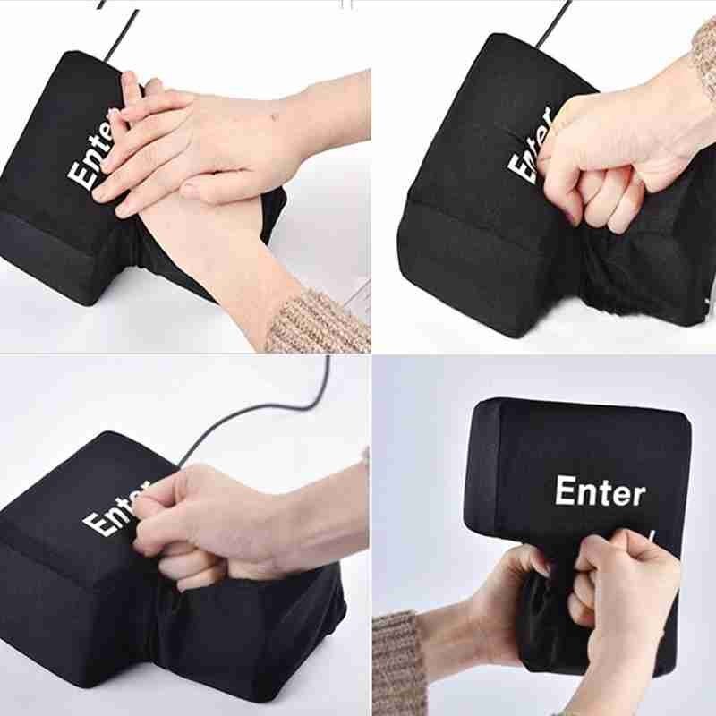 USB Big Enter Key Relieve Stress Plush Toy 1pc Throw Table Pillow Toys Anti-Stress Relief Super Size Stuffer Accent Desktop