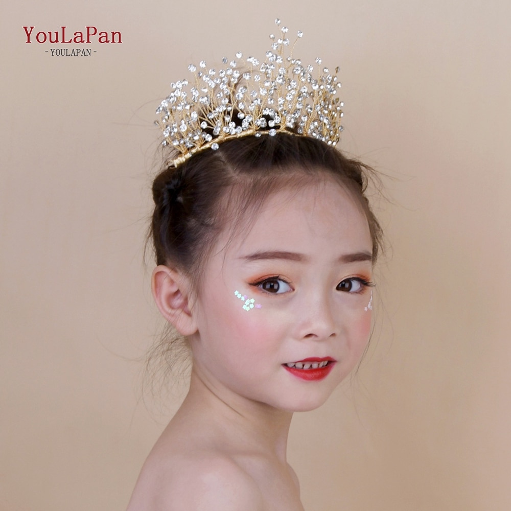 YouLaPan HP193-G little wedding crown kinderen hoofdband bridal hoofdband Goud bruids hoofdband voor vrouwen