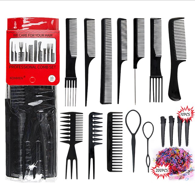 Hairdressing Combs Set Stylist Portable Tool Anti-static Detangler Comb Barber Styling Tool Hair Brush Woman Men Pink Set Comb: black set