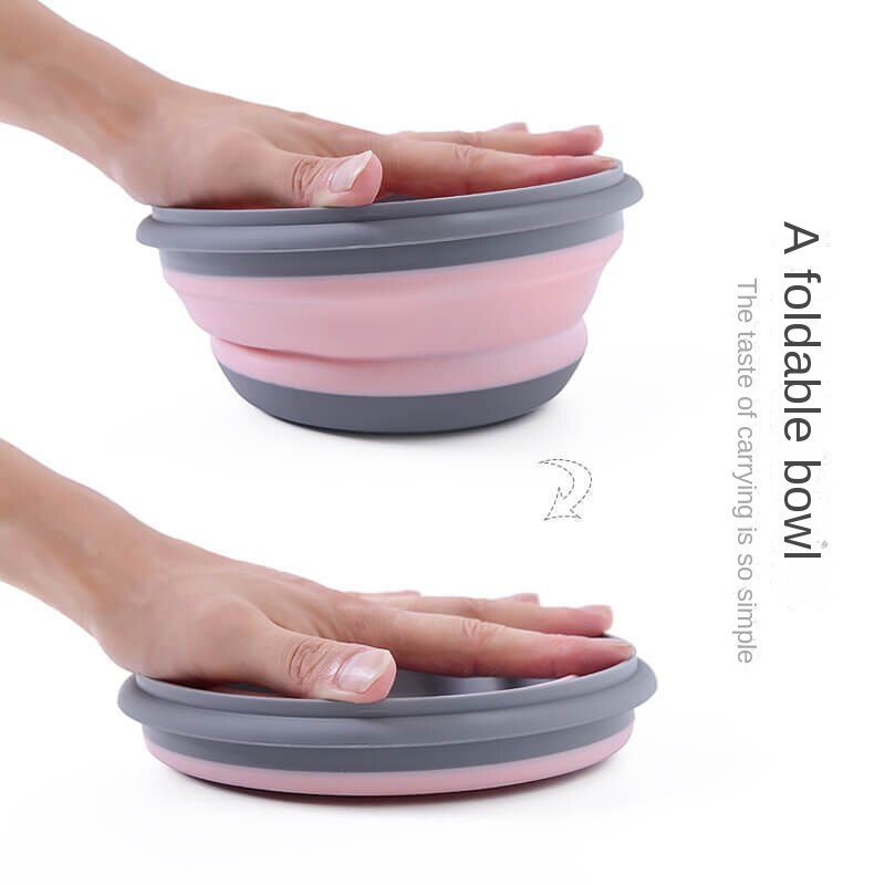 3pcs/set Foldable Silicone Tableware Set Portable Food Container Salad Dish Camping Travel Outdoor Food Bowl for Kitchen