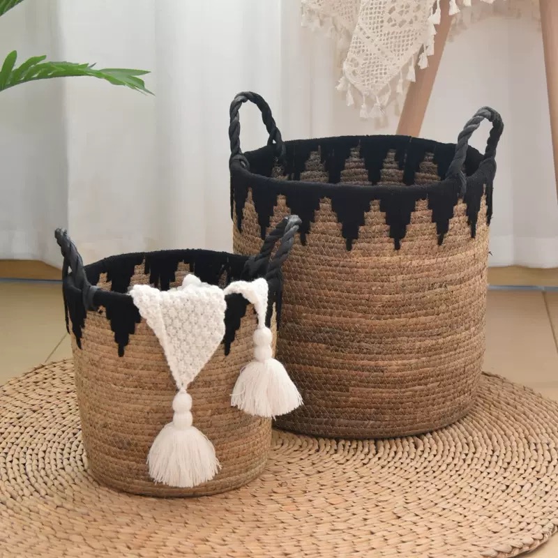 Großer Pflanzgefäß aus natürlichem Seegras, Abdeckung für Blumentöpfe, Pflanzgefäße für den Innenbereich, Blumentöpfe, gewebter Korb, Canasto Decorativo Home Garden Deco