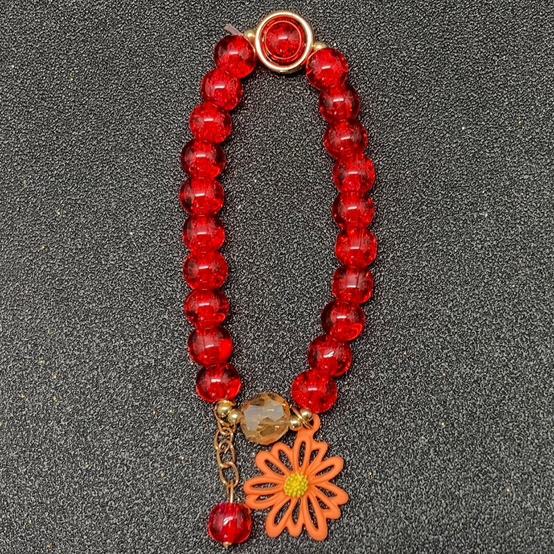 Bohemian Handmade Blume Form Lange Quaste Glas Armband Seld Baumeln Sets Frauen Multi Farbe Armbänder Schmuck Weihnachten: Red Flower C