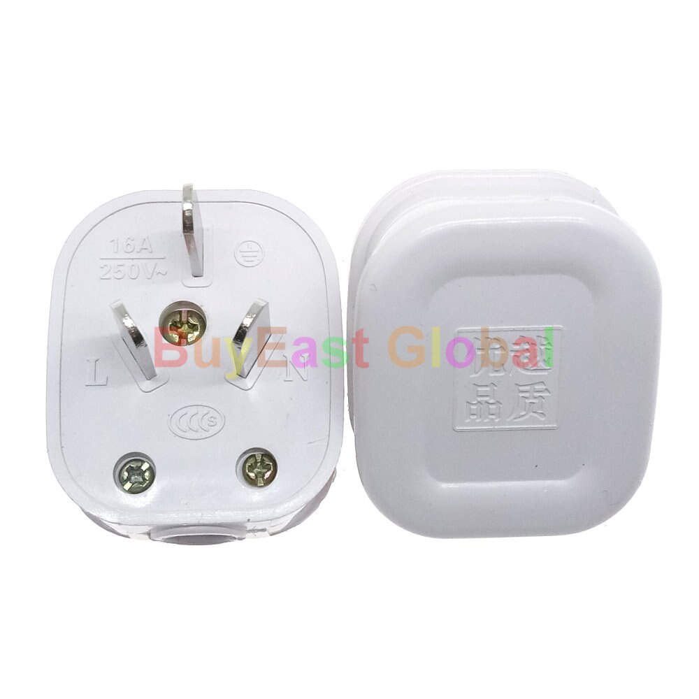China 16A 3-Flat Pin Male Main Power Plug AC100~250V 16A White