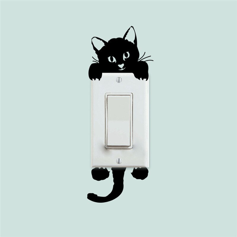 3d view vivid katten switch wc gat decals badkamer woondecoratie cartoon dier muurstickers diy muurschilderingen vinyl behang: 327