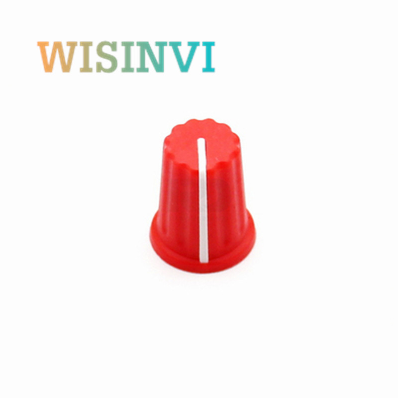 Perilla de medio eje de goma de Color, 5 uds., diámetro 16 mm, altura 19mm, perilla de potenciómetro de goma, orificio interior en forma de D de 180 grados, 6mm: Rojo