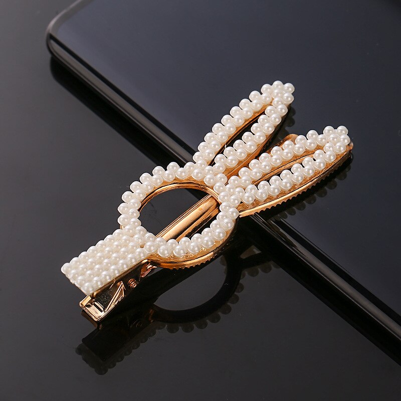 Neue Koreanische Simulierte Perle Barrettes Perlen Geometrische Frauen Haar Clip Griffe Mädchen Schmuck Haar Stifte Haar Zubehör: Aprikose