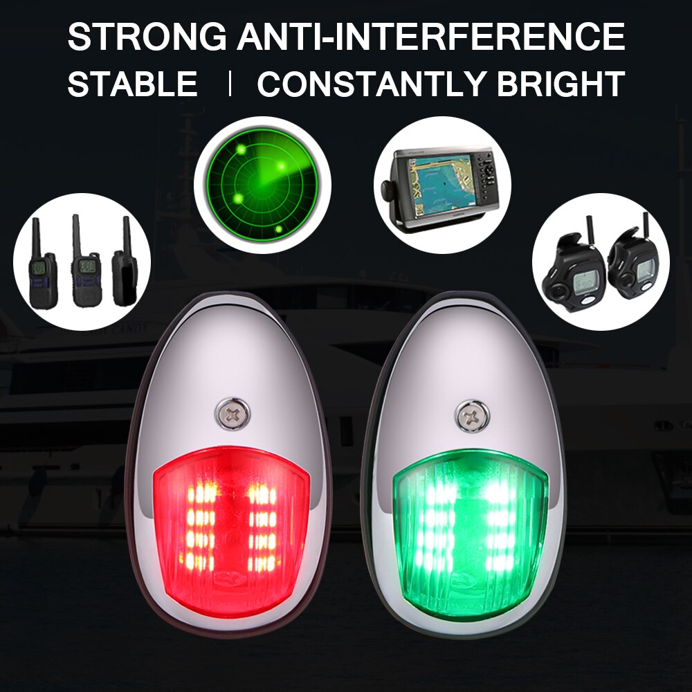 2 stk 12v led navigationslampe marine bagbord og styrbord lys til båd / yacht rustfrit stål