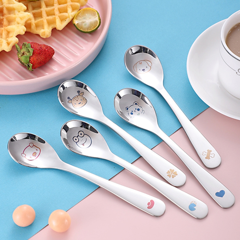 Premium Food Grade Stainless Steel Spoons Teaspoons for Home Dishwasher Safe Ergonomic Handle with Cute Animal Pattern