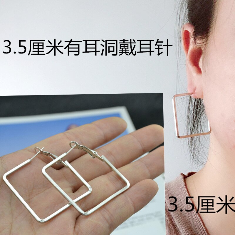 Clip On The Ear Without Piercing Earrings for Women Jewelry Fine Accessories Non Pierced Girl Students Ladies Earrings: silver clip 3.5cm