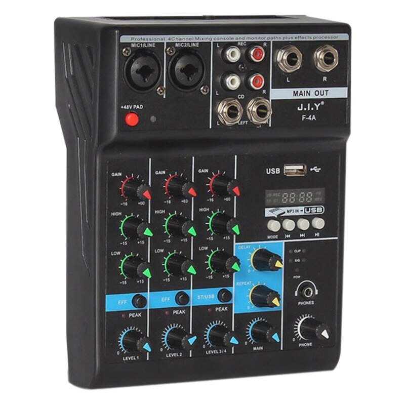 Portatile o Mixer Professionale 4 Canali Bluetooth Mixer DJ Console con Effetto di Riverbero per Karaoke USB Diretta Fase KTV: Default Title