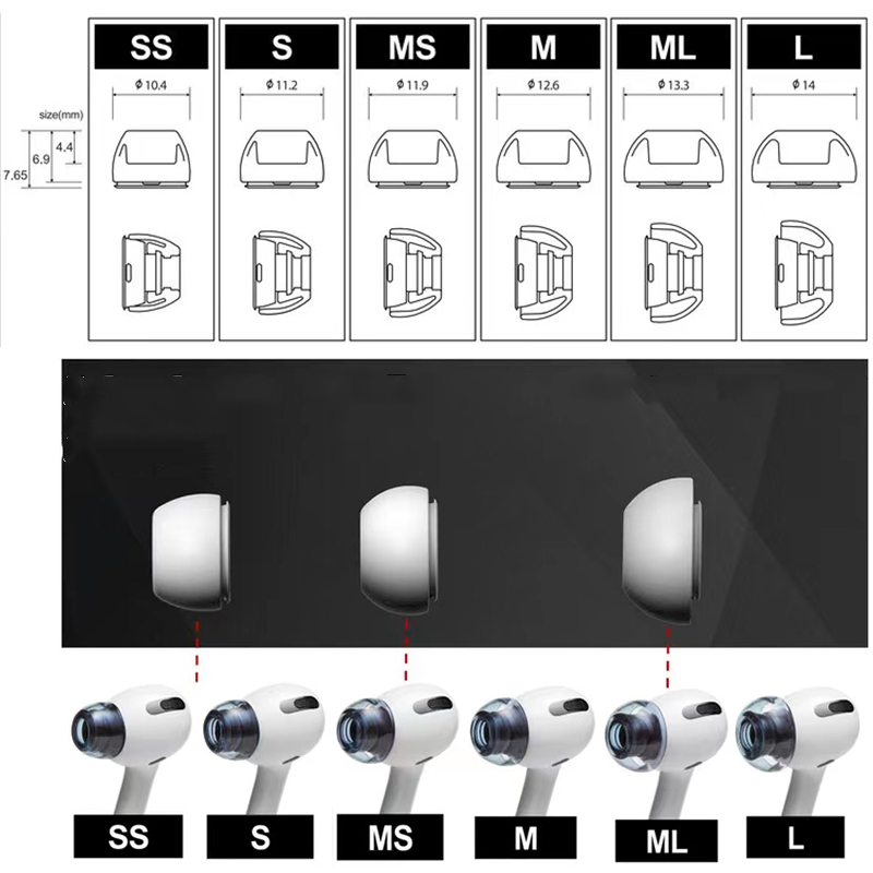 Almohadillas AZLA Xelastec para AirPods Pro 2, almohadillas antideslizantes para evitar caídas, pegajosas vocales para tapones para los oídos AirPods Pro 1/2 3