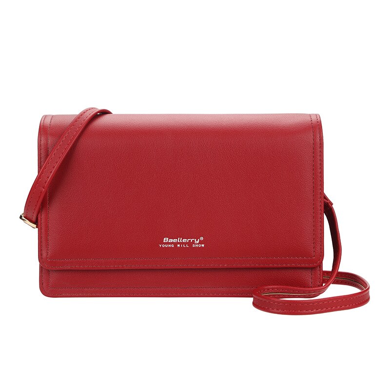 Baellerry damen-umhängetasche aus leder, einfarbig, einzelne schultertasche, crossbody-geldbörse, luxustaschen: Weinrot