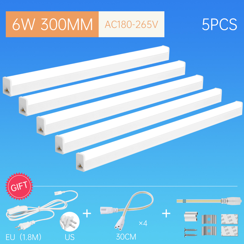 Tira de luces Led de tubo de 220V con Cable, accesorio de luces para el hogar, dormitorio, cocina, armario, iluminación, lámpara interior, tubo de 110V: Blanco / GOLD / 4 ud