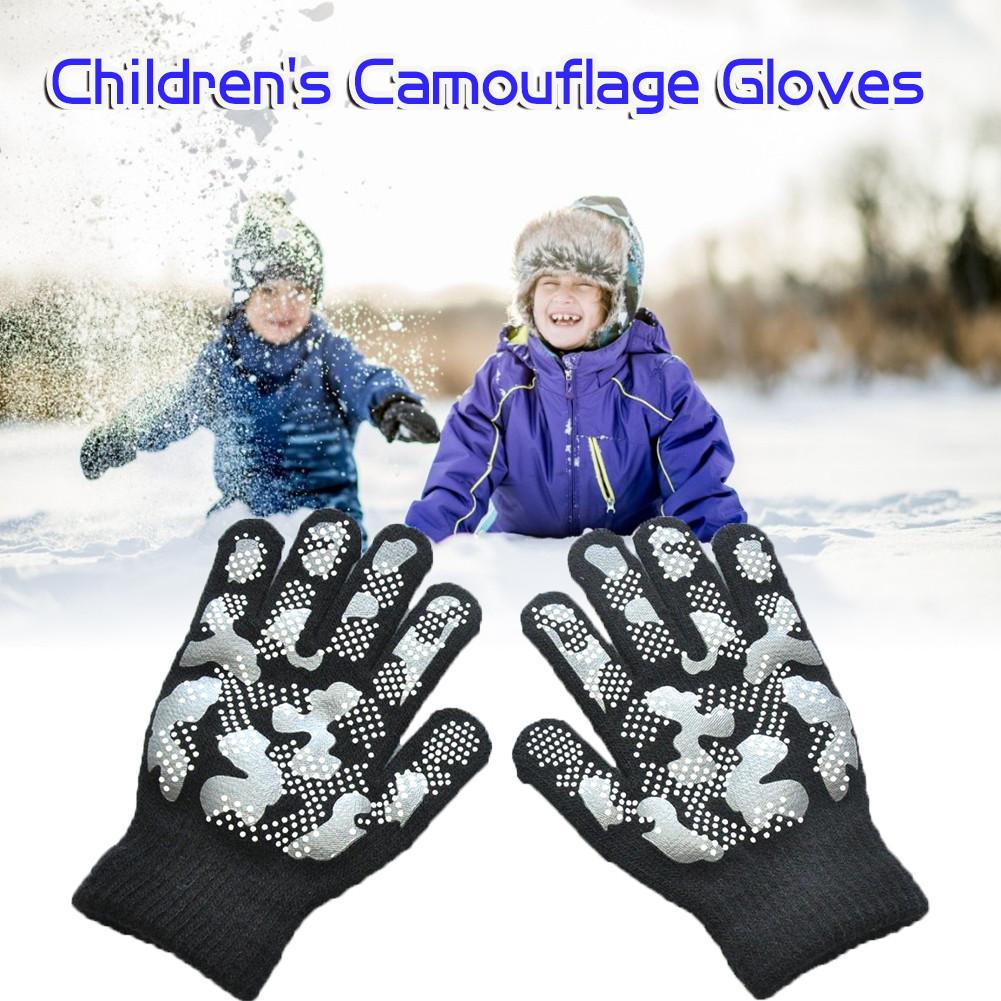 Pair Boys Magic Stretchable Camouflage Glove Winter Warm Non-slip Gloves For Children Kids Outdoor Care Supplies