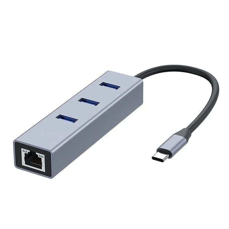USB C HUB 1000 Mbit/s 3 Ports USB 3.0 Typ C HUB USB auf Rj45 Gigabit Ethernet Adapter RTL8153 für MacBook Laptop Computer: WEISS