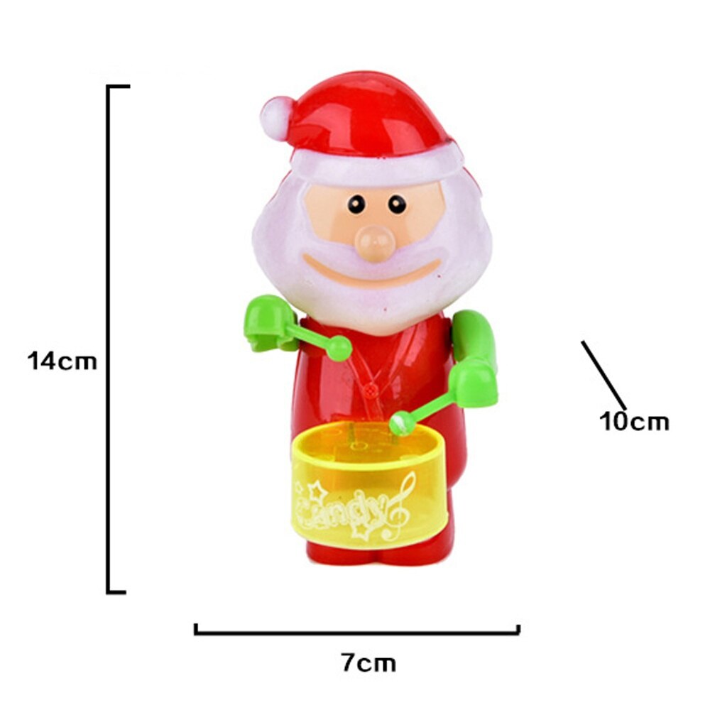 1Pcs Mini Cute Clockwork Wind-Up Drummer Toy Mini Christmas Santa Claus Mechanical Plastic Toy Collectible Christmas