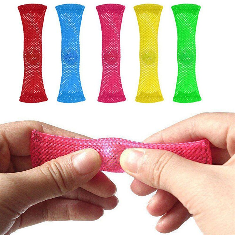Tube de maille tissé avec billes balle autisme tdah anxiété thérapie jouets serrant Vent soulagement du Stress main Fidget jouet