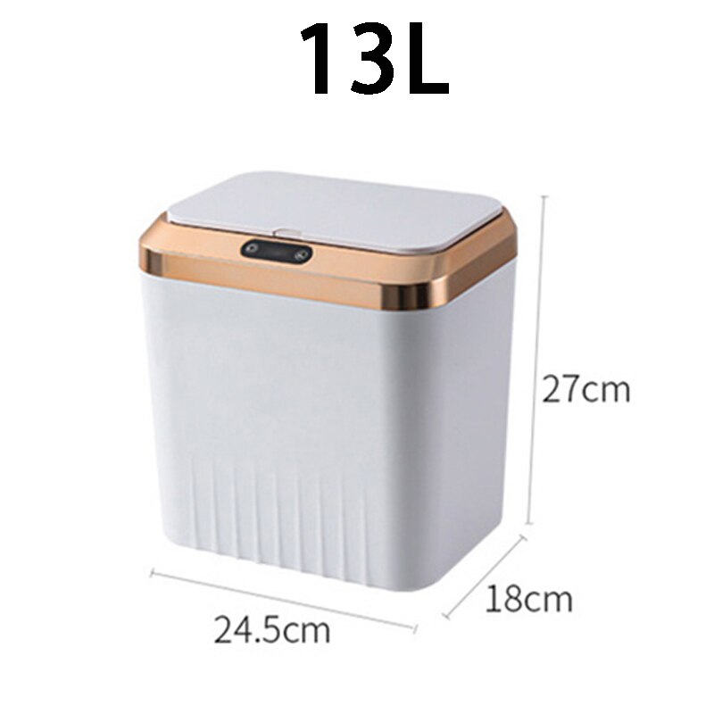 Smart Sensor Trash Can Electronic Automatic Dustbin Waste Bin Rubbish Can Garbage Storage Bucket for Bathroom Toilet Kitchen: White