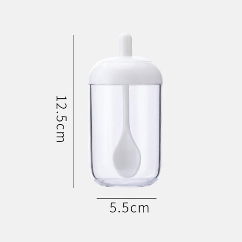 1Pcs Keuken Suikerpot Zout Pot Peper Opslag Jar Fles Kruiden Container Plastic Kruiderij Spice Houder Met Lepel Deksel