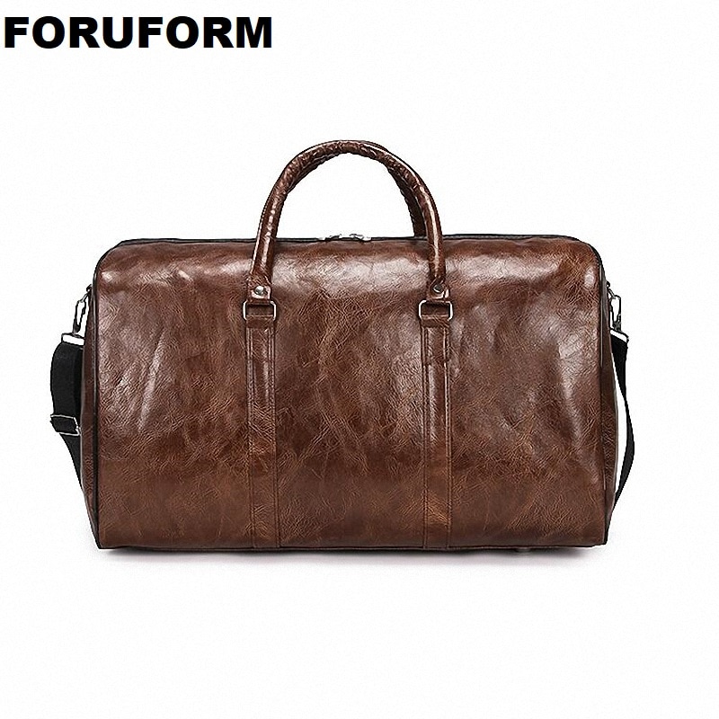 Male PU Leather Travel Bag Large Duffle Short Trip Travel Totes Big Fitness Bags Handbag Bag Luggage Weekend Shoulder Bag