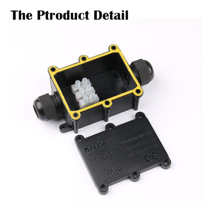 IP68 Waterproof Black Black Transparent Plastic Cable Wire Connector Gland Electrical 2-Cable Junction Box with Terminal: Type 1
