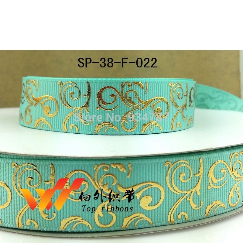 50 yard gold swirl foil printed grosgrain ribbon sp-G-38: 2