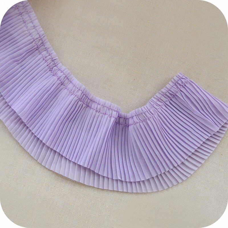 5 metros/lote 6.5 centímetros Chiffon Plissado Guarnição Do Laço Do Vestuário DIY Fita Laço de Tecido Vestido de Costura Camisas Home Textile Decoração Rendas fita: Luz Roxa